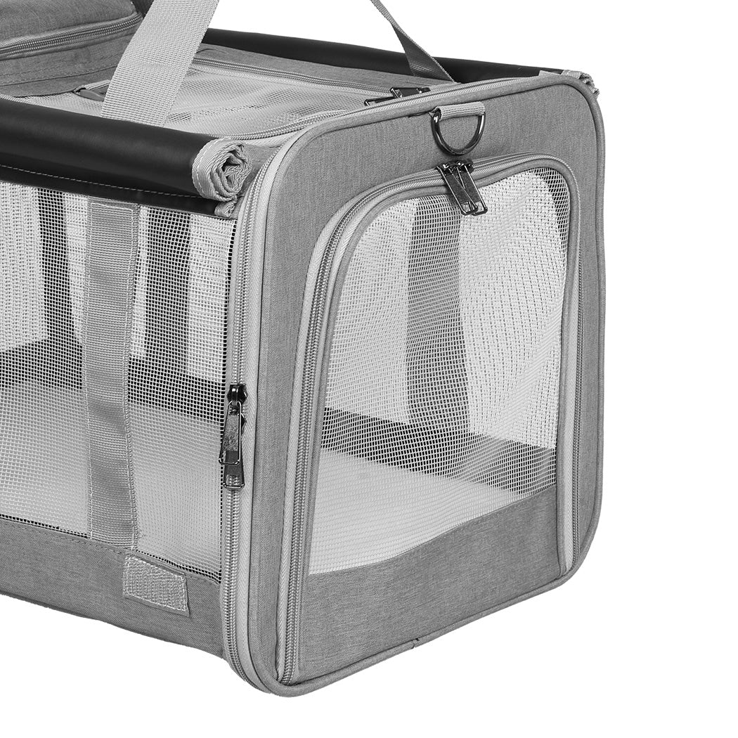 Pawz 3 in 1 Pet Soft Crate Dog Cat Carrier L Size Grey-1973193524862128132