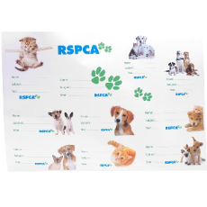 RSPCA School Book Label Sheet Features 10 Labels