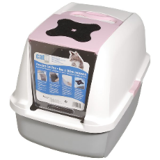 Catit Hooded Litter Tray Pink And White L48xW38xH44cm