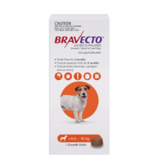 Bravecto Chew For Dogs Orange 4.5 - 10kg Single Tablet