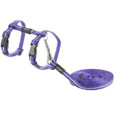 Harness And Lead Set Purple For Cats 19.8cm - 30cm/Lead 1.8m