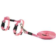 Harness And Lead Set Pink Sparkle For Cats 19.8cm - 30cm/Lead 1.8m