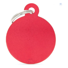 Pet ID Tag Aluminium Red Circle Large 3.1cm x 3.9cm