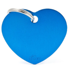 Pet ID Tag Aluminium Blue Heart