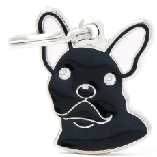 Pet ID Tag Black French Bulldog 2.3cm x 2.5cm