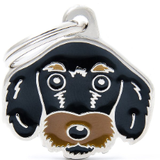 Pet ID Tag Friends Black Longhair Dachshund Dog 2.6cm x 2.7cm