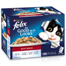 Felix Cat Food Meat Menus x12 12 x 85g