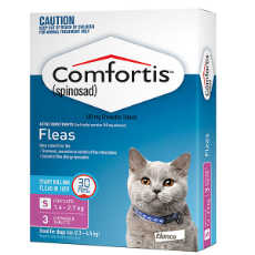 Comfortis For Small Cats Pink 140mg - 1.4 to 2.7kg 3 Pack