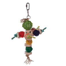 Bird Toy Colourfull Wicker Balls With Decorations 12cm