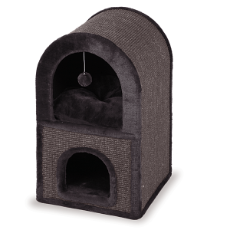 Cat Post - 2 Chamber Den Charcoal W40xD40xH70cm