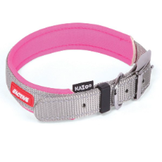 Active Nylon Dog Collar Silver/Pink
