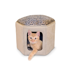 Thermo Kitty Sleep House Tan/Leopard 43cmx 30cm  4 watt