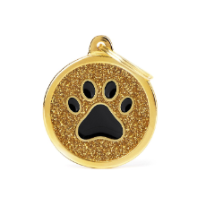 Dog Tag Shine Circle Paw Gold