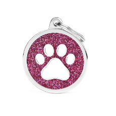 Dog Tag Shine Circle Paw Pink