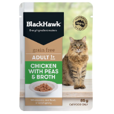 Black Hawk Grain Free Adult 1+ Chicken/Peas/Broth 85g 85g Sachet