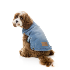 Dog Jacket Rebel Denim Sleeveless W/Trim Blue