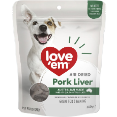 Love Em Dog Treats Pork Liver 200g