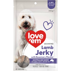 Love Em Dog Treats Lamb & Rosemary Jerky 200g