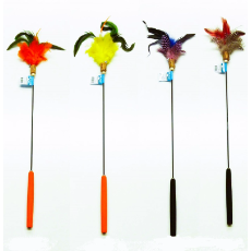 Cat Teaser Wand Long Stick Assorted Colours 67cm