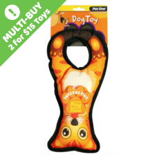 Pet One Dog Toy Interactive Squeaky Tug Ring Cat Orange 32cm