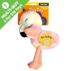 Pet One Dog Toy Plush Squeaky Rainbow Flamingo 31cm