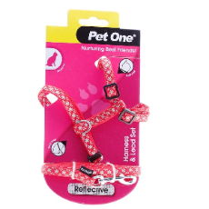 Cat Harness & Lead, Floral Red